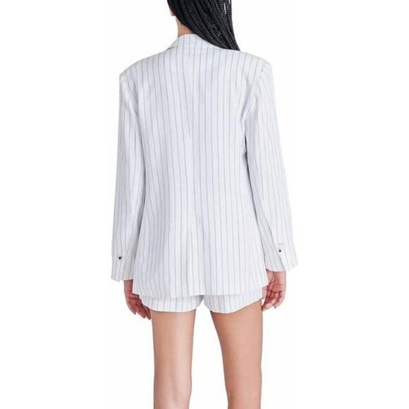 Steve Madden Women's Jessa Blazer Jacket White Black Size Medium NWT - Picture 2 of 8